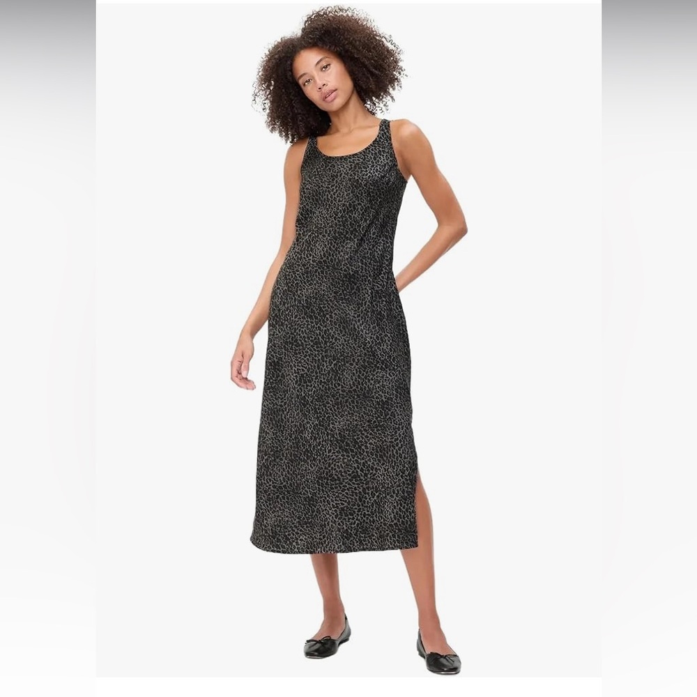 Gap Black leopard Print Midi slip Dress medium